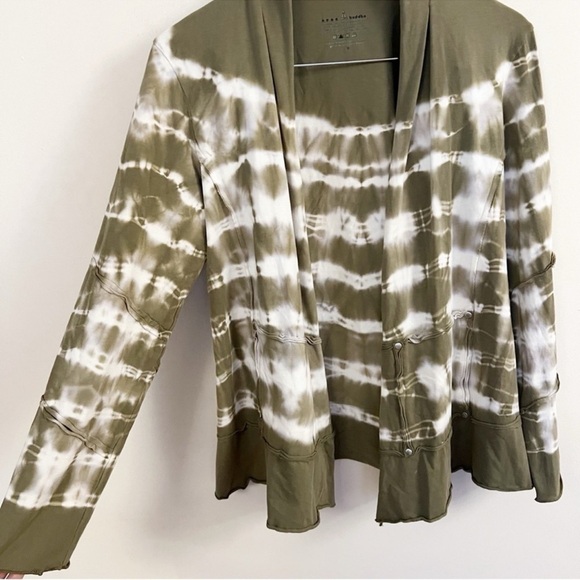 Neon Buddha Tie Dye Open Front Cardigan Soft Stretch Green Size Medium Athletic - Picture 4 of 6